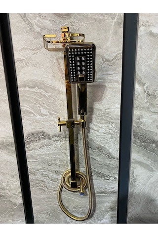 İsaoğlu Yapı Parlak Gold Altın Premium Duş Seti Altın Duş Başlığı Altın Duş Seti Gold Banyo Seti Gold