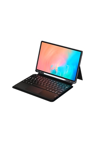 Samsung Galaxy Uyumlu Tab S11 Ultra Border Keyboard Bluetooh Bağlantılı Standlı Klavyeli Tablet Kılıfı Arka Kapak