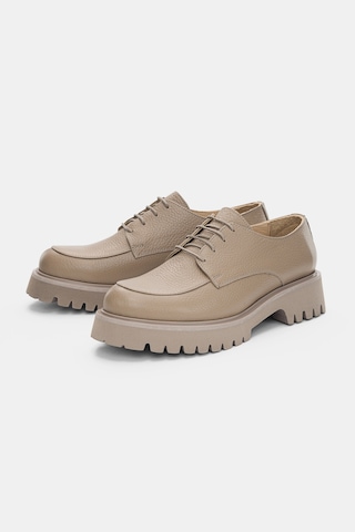Calder Hakiki Deri Bağcıklı Kadın Loafer- Vizon