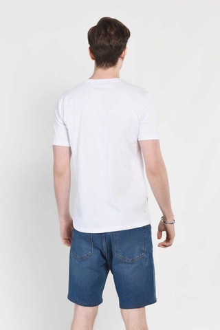 Ucla Gayley Beyaz Bisiklet Yaka Baskılı Standard Fit Erkek Tshirt Siyah