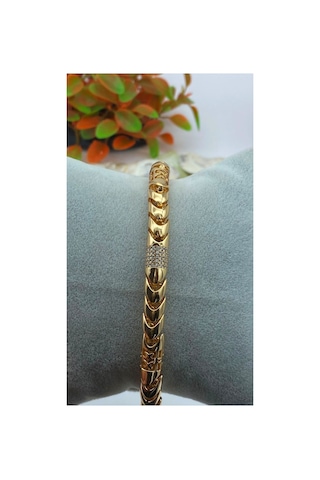 Xuping Rose Gold Renginde Şık Model Kalın Zincir Taşlı Bileklik Altın