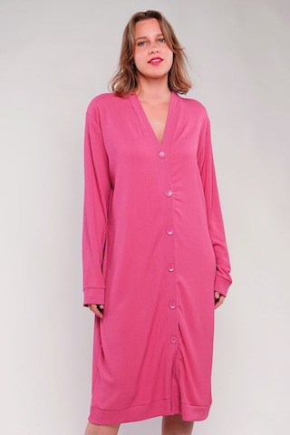 Gabria Ön Düğmeli Seul Uzun Hırka Gül