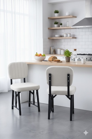 Elfin Mutfak Sandalyesi Yemek Odası Bahçe Balkon Otel Restoran Kafe Sandalyesi - 1 Adet - Krem Krem