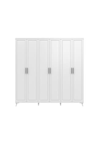Milas 6 Kapaklı Komple Mdf Beyaz Gardırop Elbise Dolabı
