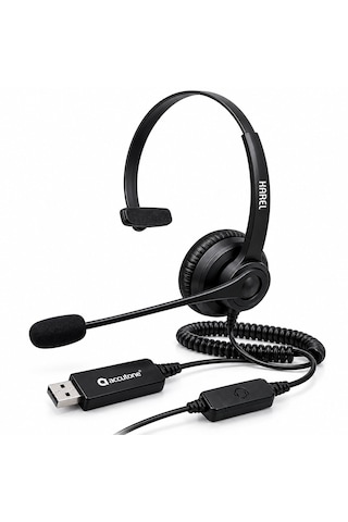 Karel Klk215 Usb Mikrofonlu Operatör Başlığı Usb Bağlantılı Profesyonel Kulaklık