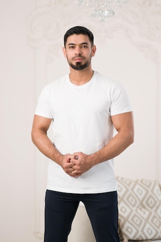 Paul Martin Bisiklet Yaka Önü Baskılı Pamuklu Basic Regular Fit T-shirt 001