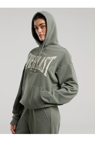 Everlast Authentic Boxing Wmn Oversize Haki Kadın Kapüşonlu Sweatshirt Haki