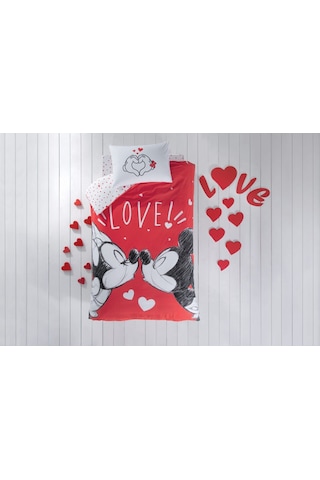 Taç Disney Minnie Mickey Lovely Tek Kişilik Nevresim Takımı (530583880)