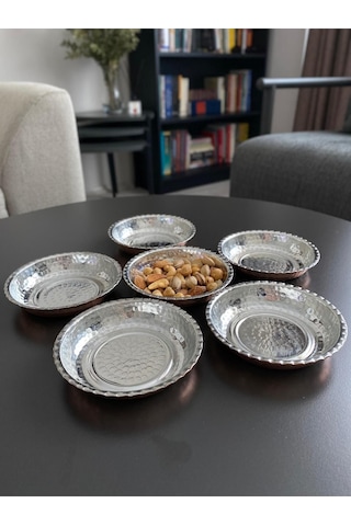 6'lı Kulpsuz Bakır Çerezlik-kahvaltılık-reçellik-sunumluk Set 12 Cm X 2,3 Cm Bakır