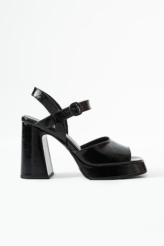 Dericia Shoes Voyage Hakiki Deri Topuklu Ve Platformlu Kadın Sandalet Siyah