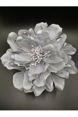 Amely Rid Kumaştan Büyük Çiçek Fiyonk Broş Tokalı 236336077 Gri