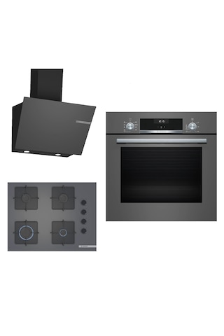 Bosch HBF534EH3T-POP7C9P30O-DWK66PJ70T Ankastre Gri 3 Lü Set 307