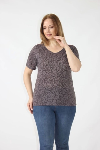 Moda Berray 3284 Sırtı Dantel Detaylı Viskon Penye Desenli Bluz Siyah-pudra Siyah - Pudra
