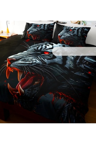 Özel Tasarım Çift Kişilik Nevresim Takımı 240x260 Cm Pamuk Saten- Siyah