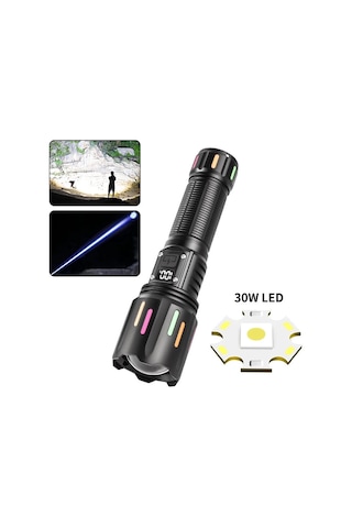Ps-9954 30w Zoomlu Led Powerbank Özellikli Şarjlı Profesyonel El Feneri Asorti