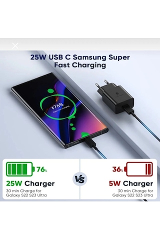 Samsung Tüm Modellere Uyumlu Süper Hızlı Şarj 25w Usb-c Şarj Seti