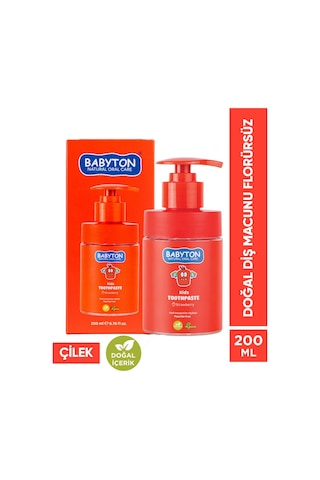 Babyton Çilek Özlü Florürsüz Doğal Diş Macunu 200 ML