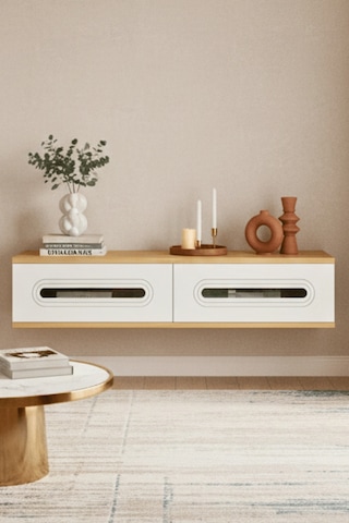 Tda1220dbs - Rany120 Duvara Montaj Tv Stand, Tv Rafı, Tv Sehpası Safirmeşe - Beyaz - Sılver 120cm
