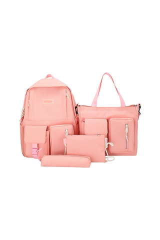 4 Adet Tuval Sırt Çantası Combo Set Crossbody Çanta,pembe Pembe