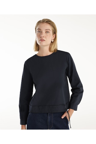 Yargıcı Önü Bağlama Detaylı Bluz Lacivert