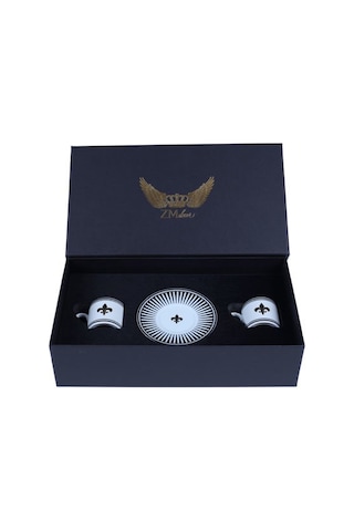 Siyah Aşk Türk Kahve Fincan Seti 2'li &hediye Kutulu Altın - Beyaz - Siyah