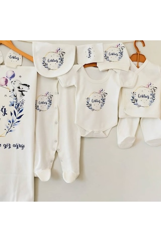 İsimli Hastane Çıkış Seti Unisex Ekru