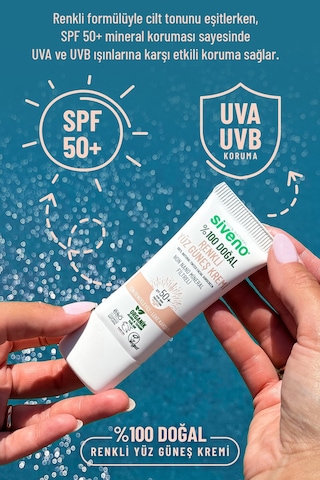 Siveno %100 Doğal Yüz Güneş Kremi Renkli Ton Eşitleyici Leke Karşıtı Uva Uvb Spf 50+ 30 ML