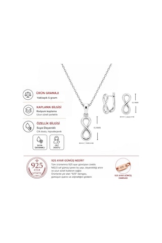 Servi 925 Ayar Gümüş Minimal Sonsuzluk Kolye Ve Küpe Seti-329