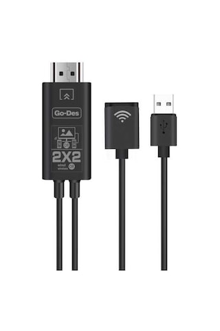 Go Des GD-8276 Wireless Display Dongle Kablosuz HDMI 1080p Görüntü Aktarım 110 cm - Siyah ZORE-260166