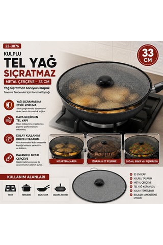 Yağ Sıçratma Koruyucu Tel Kulplu Metal Çerçeve Çok Renkli