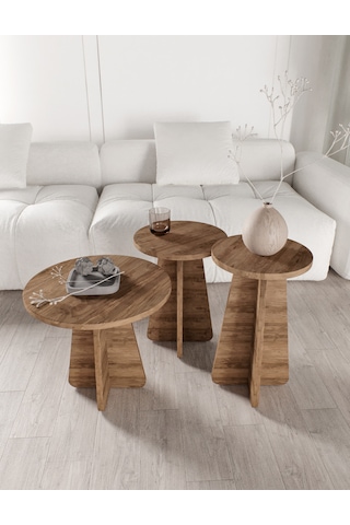 Mush 3lü Zigon Sehpa Ceviz - Tamamı Mdf