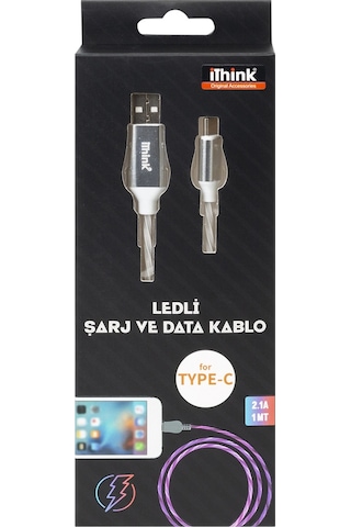 İthink K80C Işıklı Type-c Kablo Beyaz