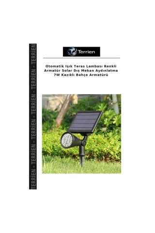 Otomatik Işık Teras Lambası Renkli Armatür Solar Dış Mekan Aydınlatma 7w Kazıklı Bahçe Armatürü