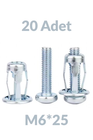 M6x25 20 Adet Sac Arkası Açılır Somun Çiçek Perçin Somunu - Kriko Ankraj Fener Tipi Genleşme Vidası M6
