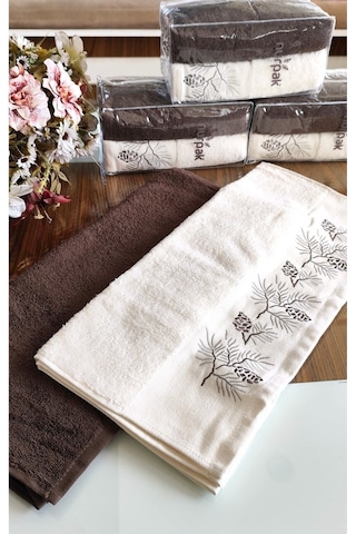 Nurpak Çeyizlik 2.li Set Lüks 50x90cm. %100 Pamuk El,yüz Havlusu Özel Hediyelik Ambalajda Kahve