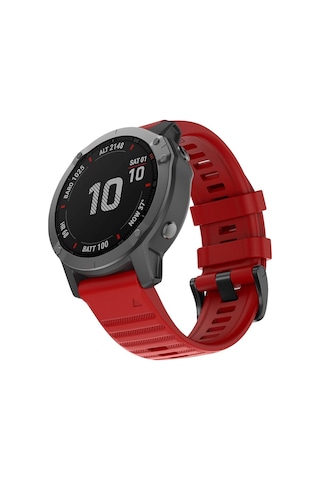 Caseonn Garmin Fenix 5x Plus Kordon Quickfit Premium Spor Kayış Kırmızı