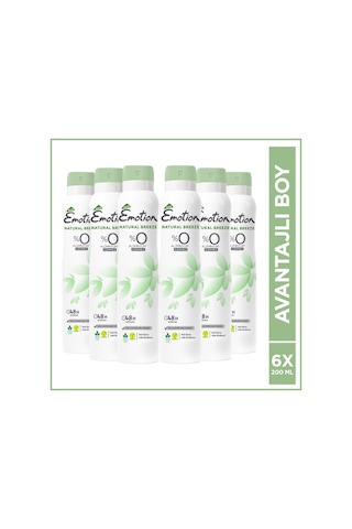 Emotion Natural Breeze Kadın Sprey Deodorant 6 x 200 ML