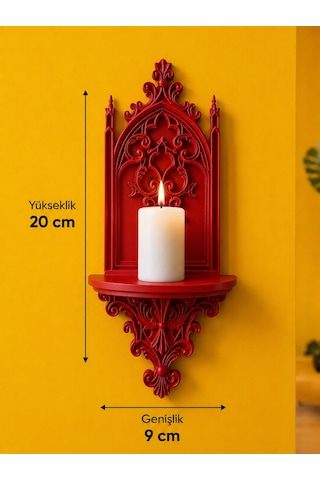 Gotik Katedral Duvar Şamdanlığı Dekoratif Mumluk Duvara Monte Gotik Duvar Dekoru 20x9 Cm Kırmızı Gotik Katedral Duvar Şamdanlığı Dekoratif Mumluk Duvara Monte Gotik Duvar Dekoru 20x9 Cm Kırmızı