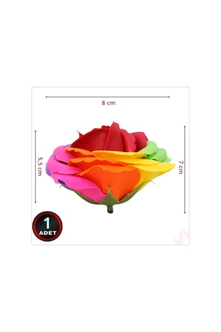 Yapay Çiçek, Gökkuşağı 7 / 8 Cm Sabun Gül Kafası - 1 Adet