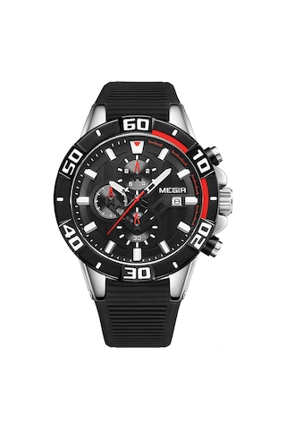 Megır Erkek Saatleri Kuvars İş Saati Spor Kronograf Işıklandırmalı 3atm Su Geçirmez Saat Dakika Saniye Gösterimi Silikon Kayışlı Moda Analog Kol Saati Erkekler İçin Çok Renkli