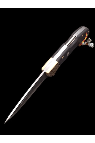 N690 Böhler Çelik Gravürlü Balçıklı Kilitli Yaylı Kamp Çakı Sınır Tanımayan Güç Outdoor N0-2 Siyah