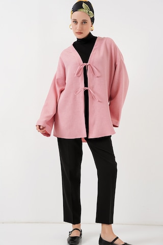 Bigdart Keten Tesettür Kimono 5968 - Pudra