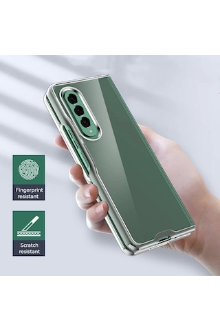 Samsung Galaxy Uyumlu Z Fold 3 Sert Kristal Kapak Koruma Kılıf - Şeffaf