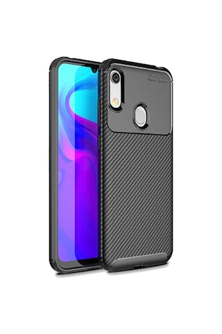Huawei Y6 2019 Karbon Desenli Negro Silikon Kılıf Siyah