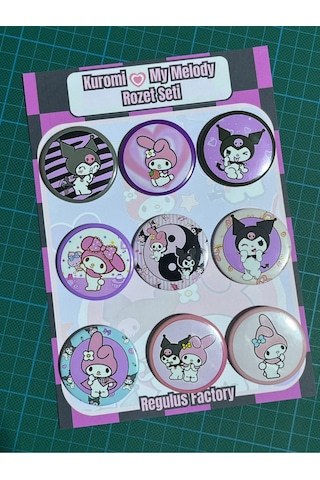 Kuromi & My Melody Rozet Seti 9 Adet 44mm