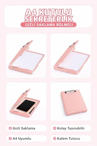 Umix A4 Pp Kutulu Sekreterlik Pembe 51013839 Kapaklı Evrak Taşıma Dosyası Kalem Bölmeli Pembe