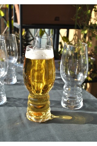 6 Adet Cam Bira Bardağı Seti 520 Ml Boğumlu Kulpsuz Ayran Bardak Takımı