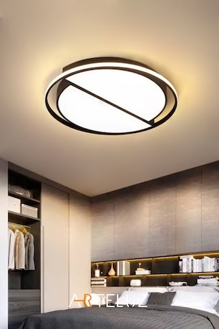 Kesik Yuvarlak Model Modern Plafonyer Avize 50 Cm Siyah