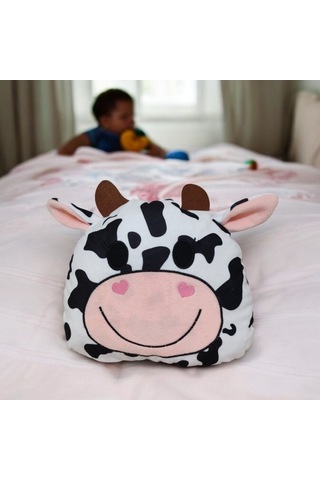 Peluş Yumuşak Oyuncak Ve Yastık - Sevimli Oda Dekoru Ve Uyku Arkadaşı Yıkanabilir İnek Joa