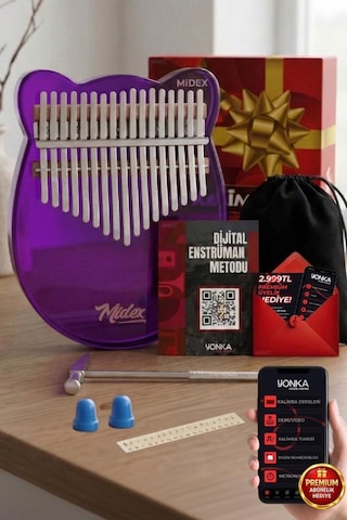 Midex KLX-660 Mor Renk Cam Kalimba 17 Tuşlu Full Set